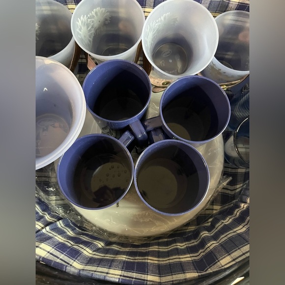 Vintage Blue Wicker Picnic Basket Set – 36+ Pieces Complete - Picture 8 of 16